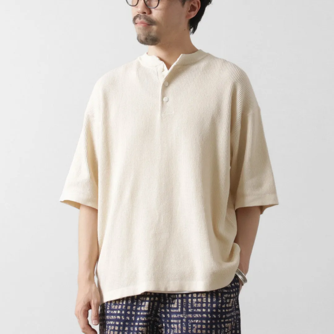HEALTHKNIT / Henry Neck Short Sleeve Knit T-Shirt Leisure Casual Pastel color