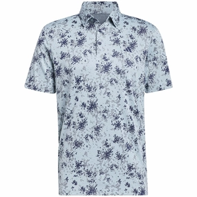 adidas Burst Jacquard Polo Shirt - Semi Flash Aqua Timeless Top Sporty Comfort Wear
