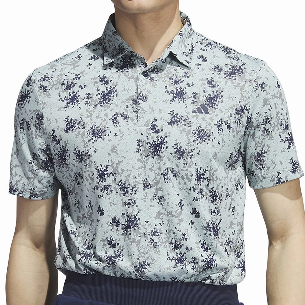 adidas Burst Jacquard Polo Shirt - Semi Flash Aqua Cozy Feeling Boat neck style
