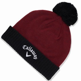 Callaway Tour Authentic Pom Beanie - Wine/Black Bold Detail