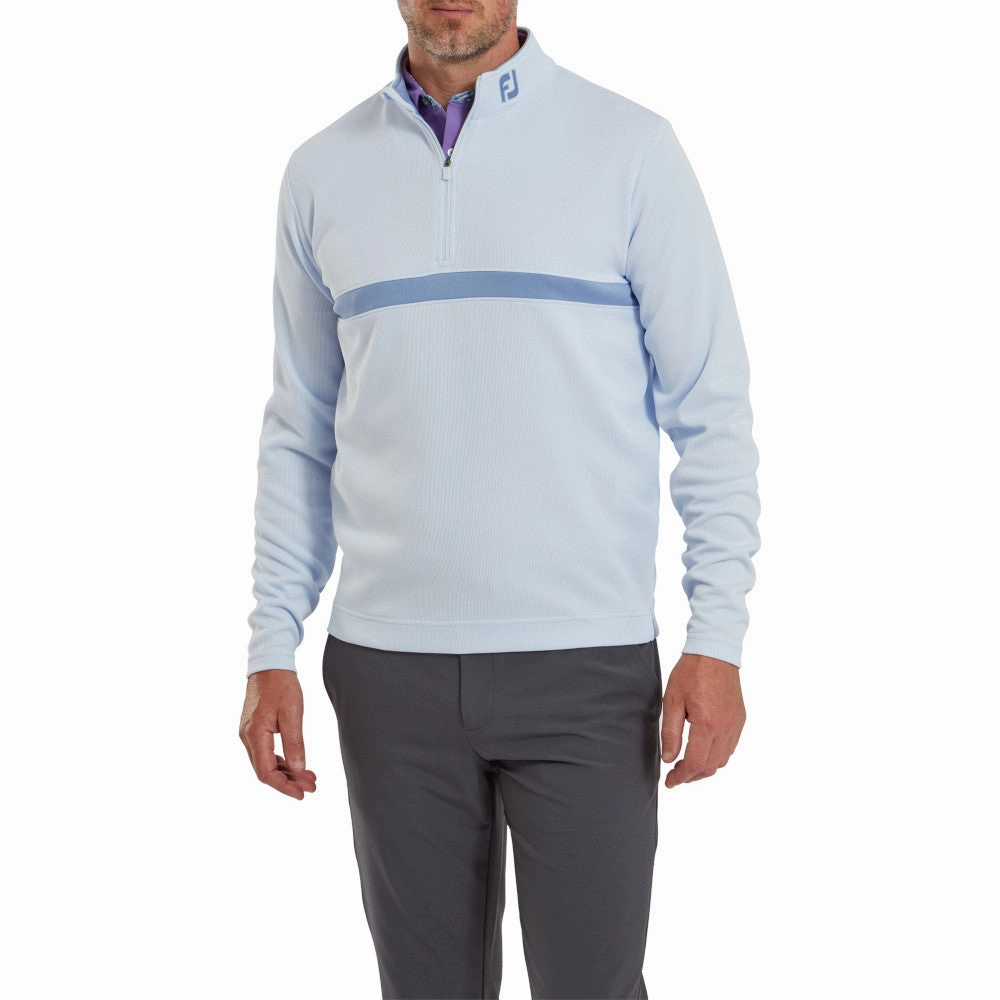 Essential Sporty FootJoy Inset Stripe Chillout Pullover - Mist/Storm