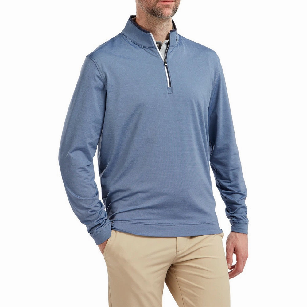 product neon energy Fleece Lining FootJoy Lightweight Microstripe Chill-Out Sweater - Navy/Lagoon