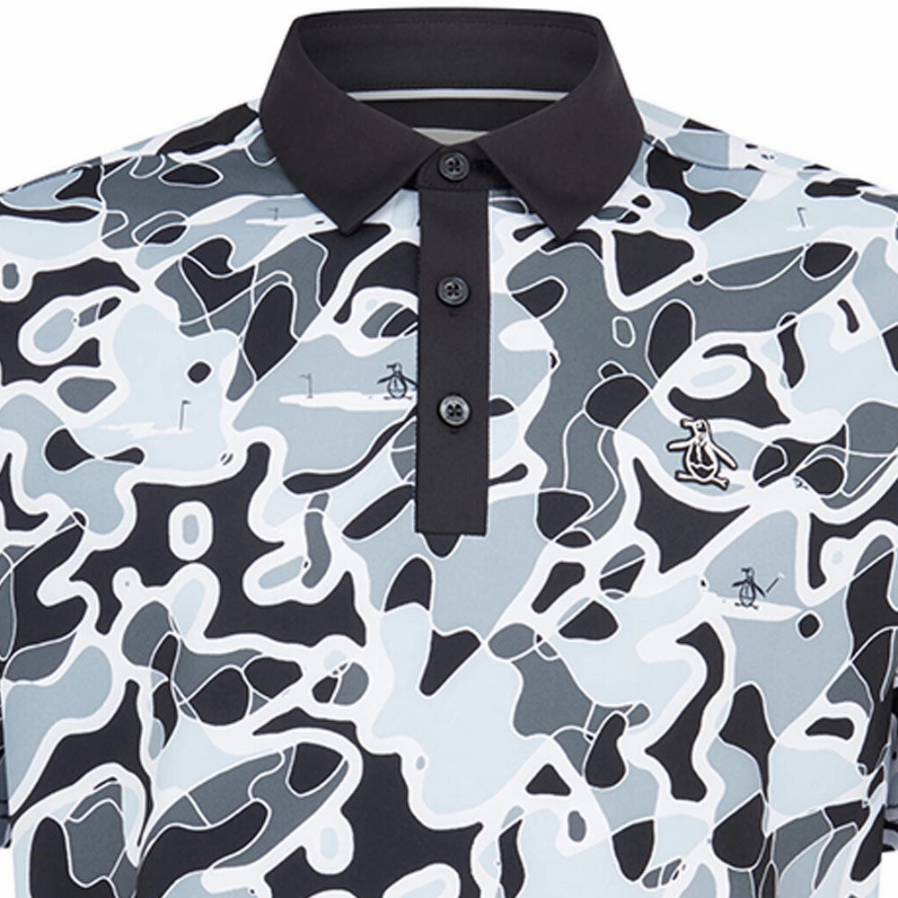 Casual Layer Wear Breathable Fit Original Penguin Bunker Print Polo Shirt - Caviar