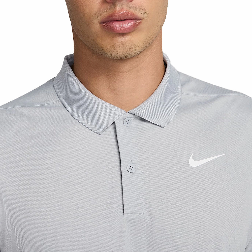 TaglessDesign Chic Look Nike Dri-FIT Victory Solid Polo Shirt - Wolf Grey/White