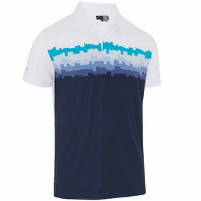 NonIronTechnology Callaway Skyline Block Print Polo Shirt - Bright White