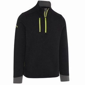 Travel Friendly Callaway Midweight Textured 1/4 Zip Pullover - Caviar/Yellow Plum