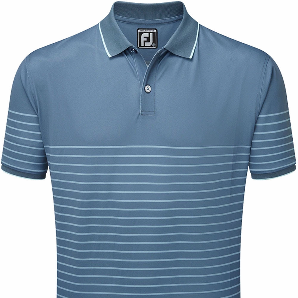 FootJoy Breton Stripe Pique Polo Shirt - Bluestone/Denim/Azure Unisex versatility