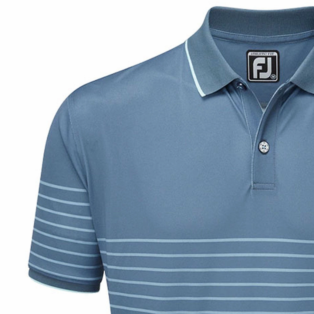 FootJoy Breton Stripe Pique Polo Shirt - Bluestone/Denim/Azure Comfortable And Trendy