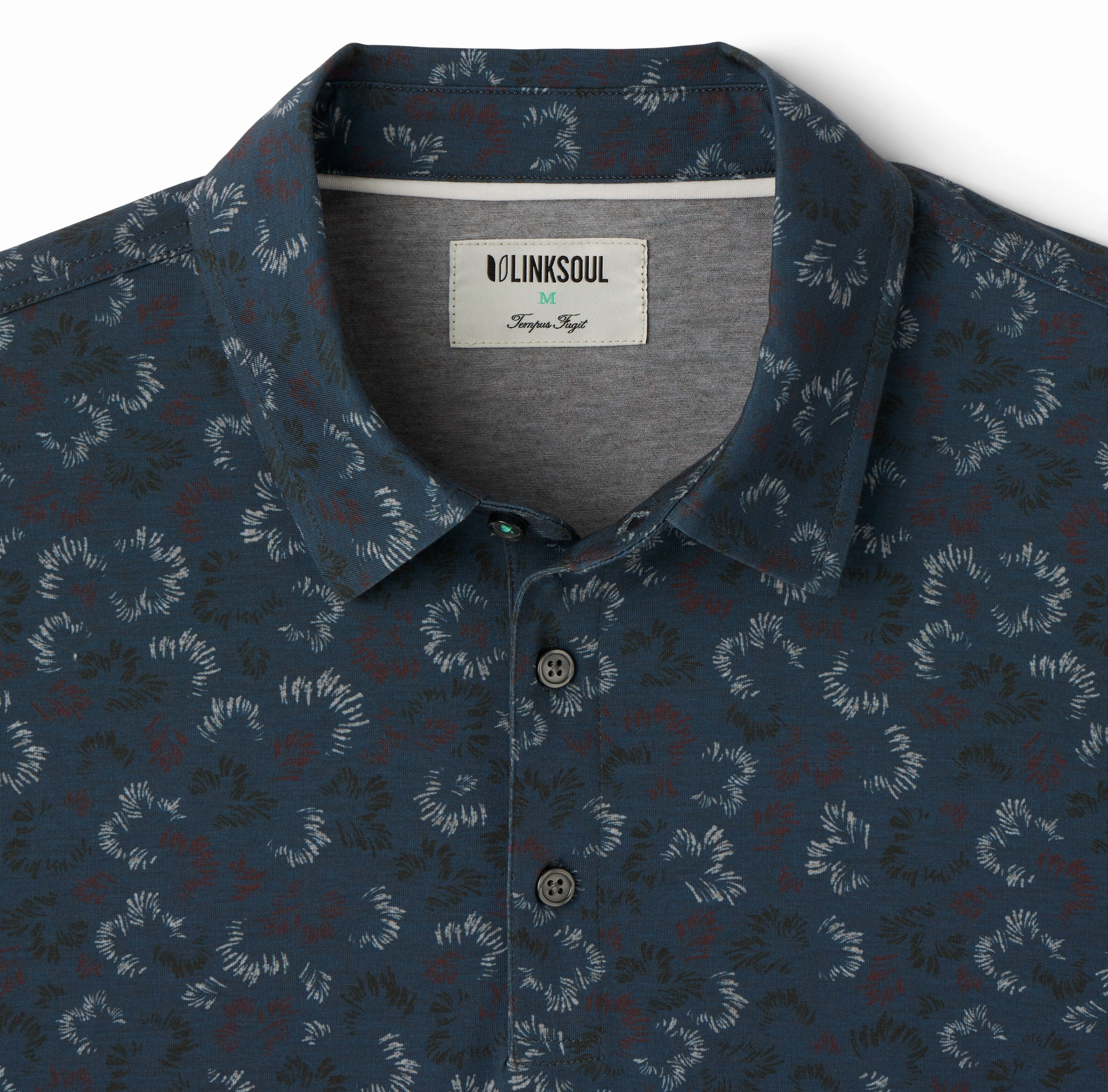 Linksoul Delray Currents Print Polo Curved Hemline All-Season Comfort