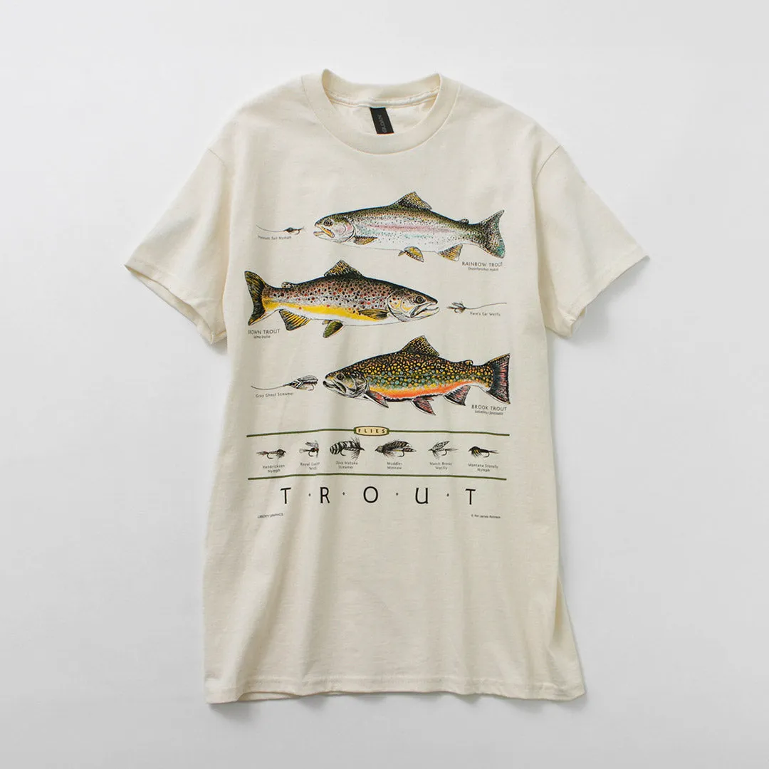 LIBERTY GRAPHICS / Fish Print T-shirt Simple Comfort Wear Summer Ready