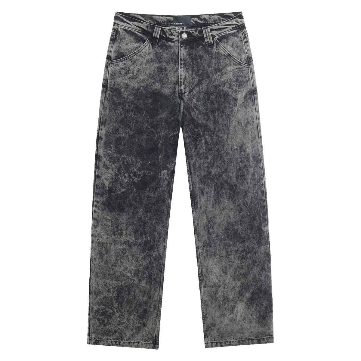 Rassvet Acid Wash Carpenter Work Denim Woven Jeans - Grey ElasticWaist