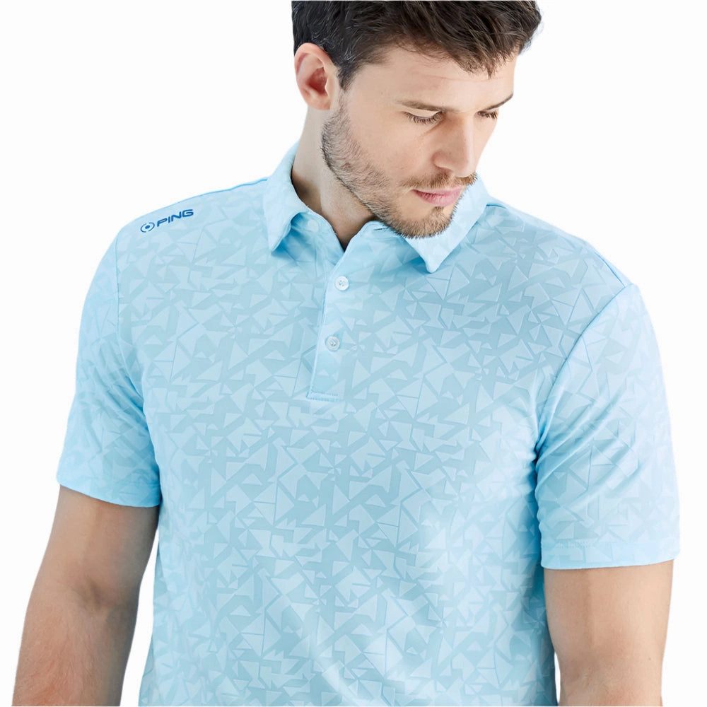 Versatile Look Camping attire Ping Geo-Camo Polo Shirt - Crystal Blue