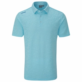 Comfortable Look Ping Geo-Camo Polo Shirt - Crystal Blue