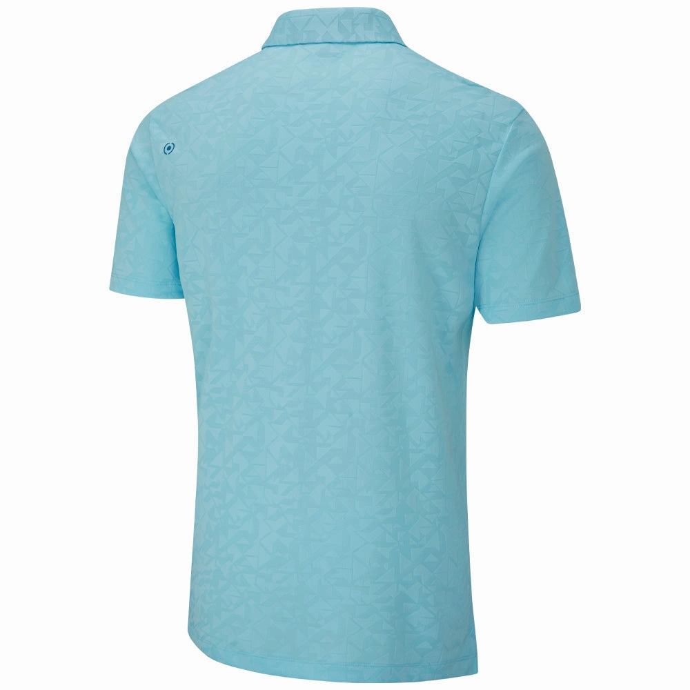 Comfy Apparel Essential Top Ping Geo-Camo Polo Shirt - Crystal Blue