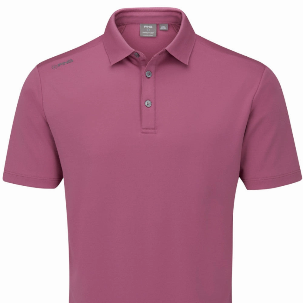 Comfortable Casual RibbedNeckBanding Ping Lindum Polo Shirt - Beet Red