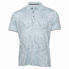 Calvin Klein Course Print Polo Shirt - Artic Ice Comfy Fit Layer