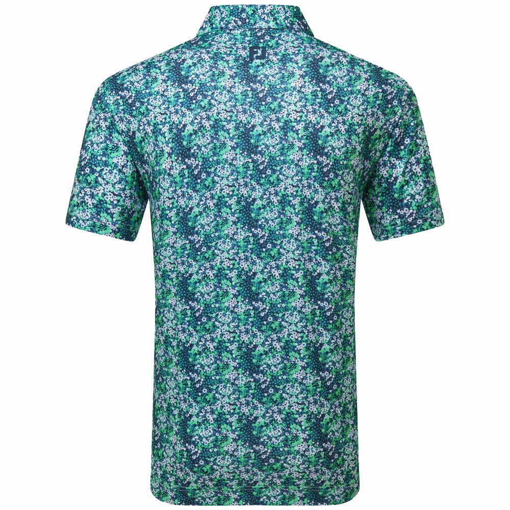 Pullover Versatile Look FootJoy Garden Print Lisle Polo Shirt - Navy