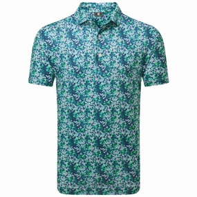 FootJoy Garden Print Lisle Polo Shirt - Navy Fun Prints
