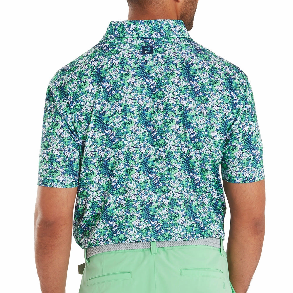 Chilly Day Comfort FootJoy Garden Print Lisle Polo Shirt - Navy