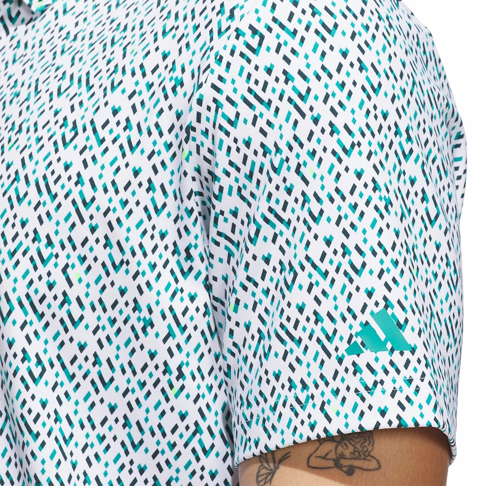 adidas Ultimate365 Micro Argyle Polo Shirt - White/Pure Teal Cozy Comfort Look Layered Wear