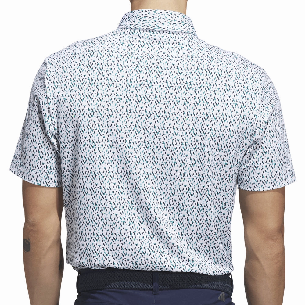 Light Style adidas Ultimate365 Micro Argyle Polo Shirt - White/Pure Teal