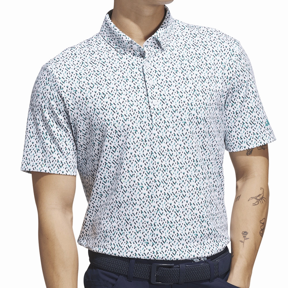 adidas Ultimate365 Micro Argyle Polo Shirt - White/Pure Teal TemperatureRegulating Chic Cut