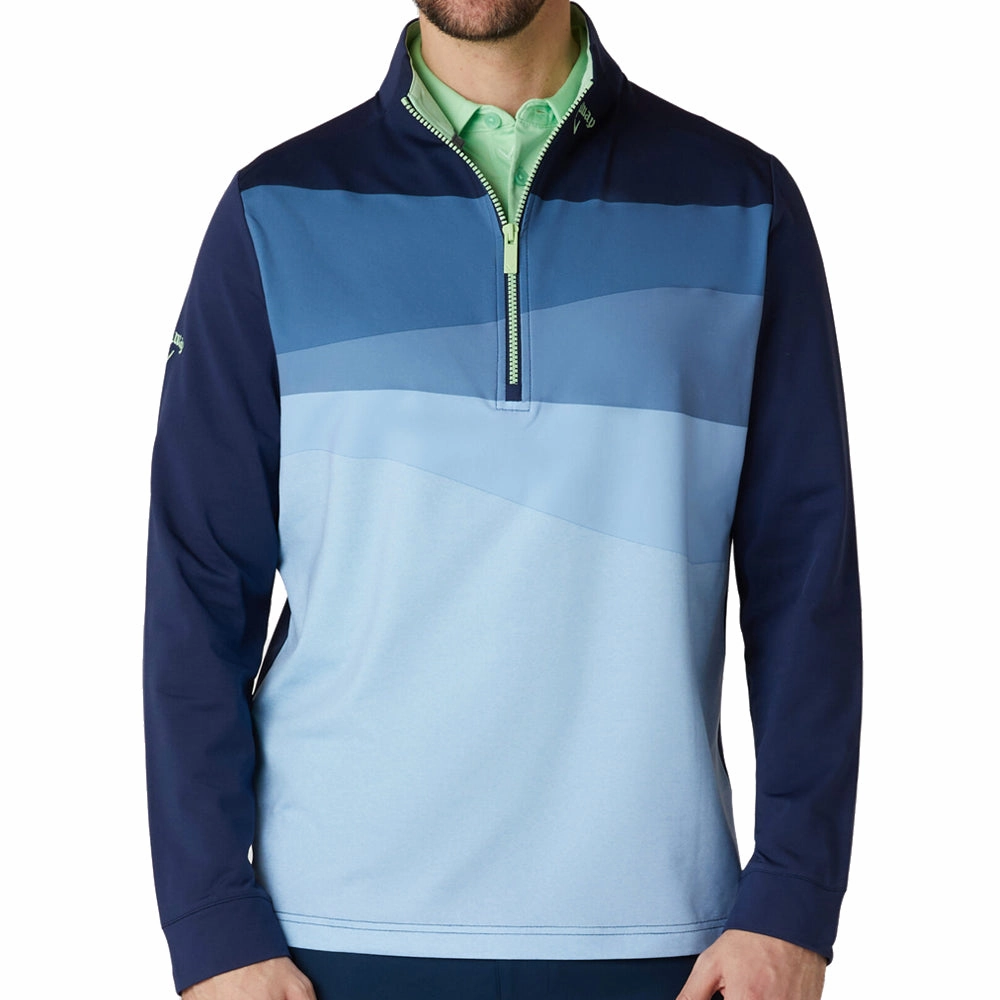 Odor-resistant Callaway 1/4 Zip Printed Blocked Pullover - Peacoat