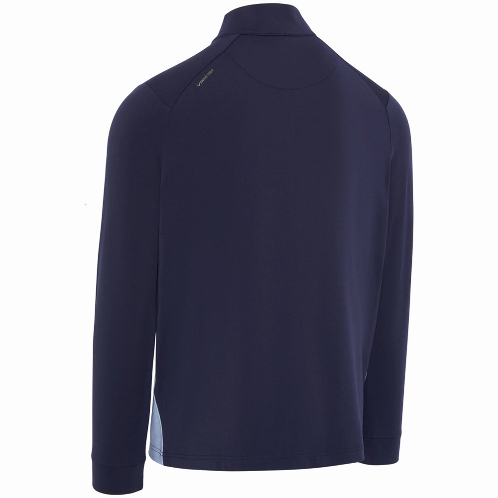 Warm Layering Callaway 1/4 Zip Printed Blocked Pullover - Peacoat