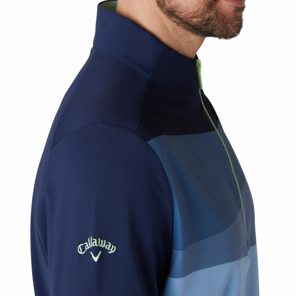 product sustainability impact Callaway 1/4 Zip Printed Blocked Pullover - Peacoat