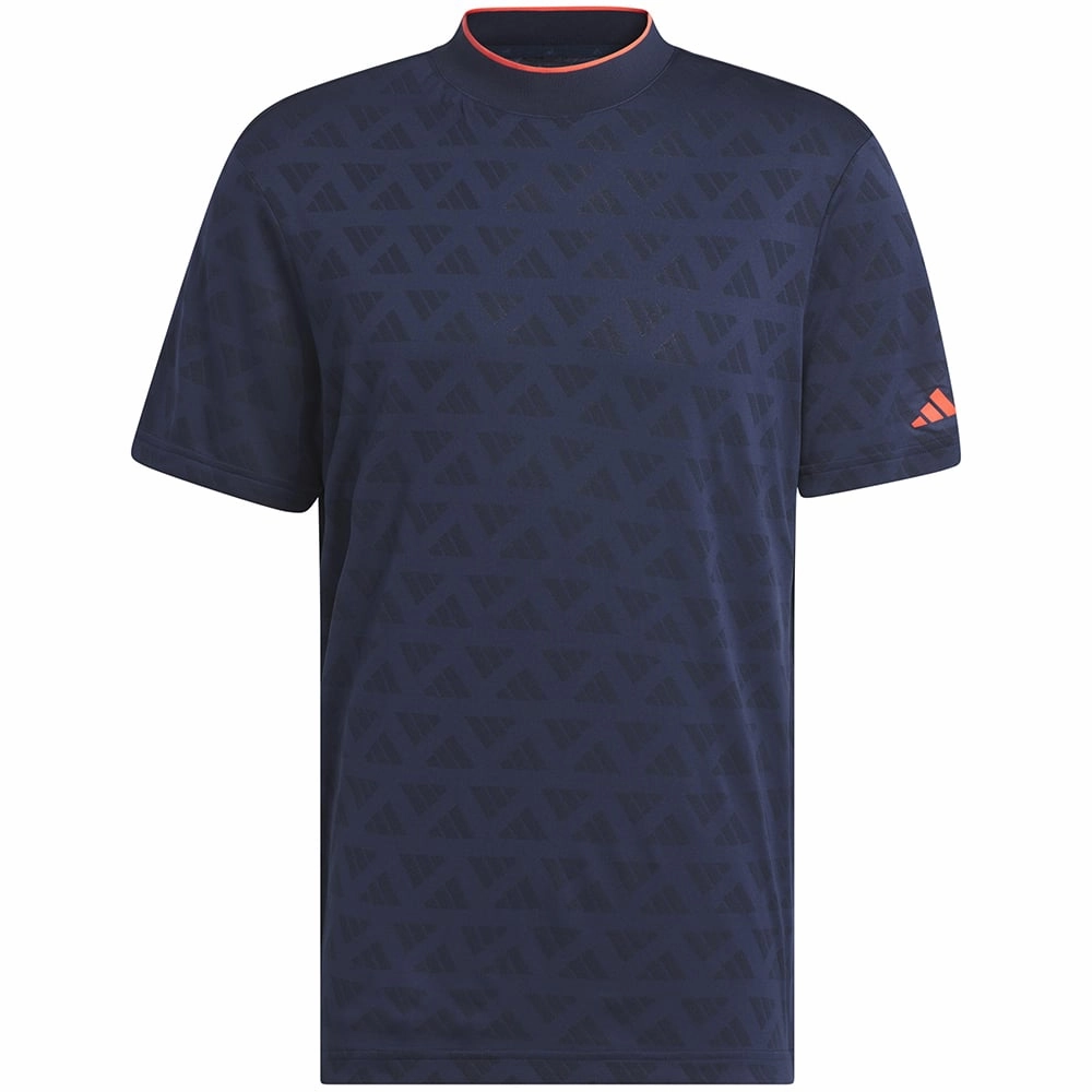 Thermal Regulation Fabric adidas Jacquard Mock Polo Shirt - Black/Collegiate Navy