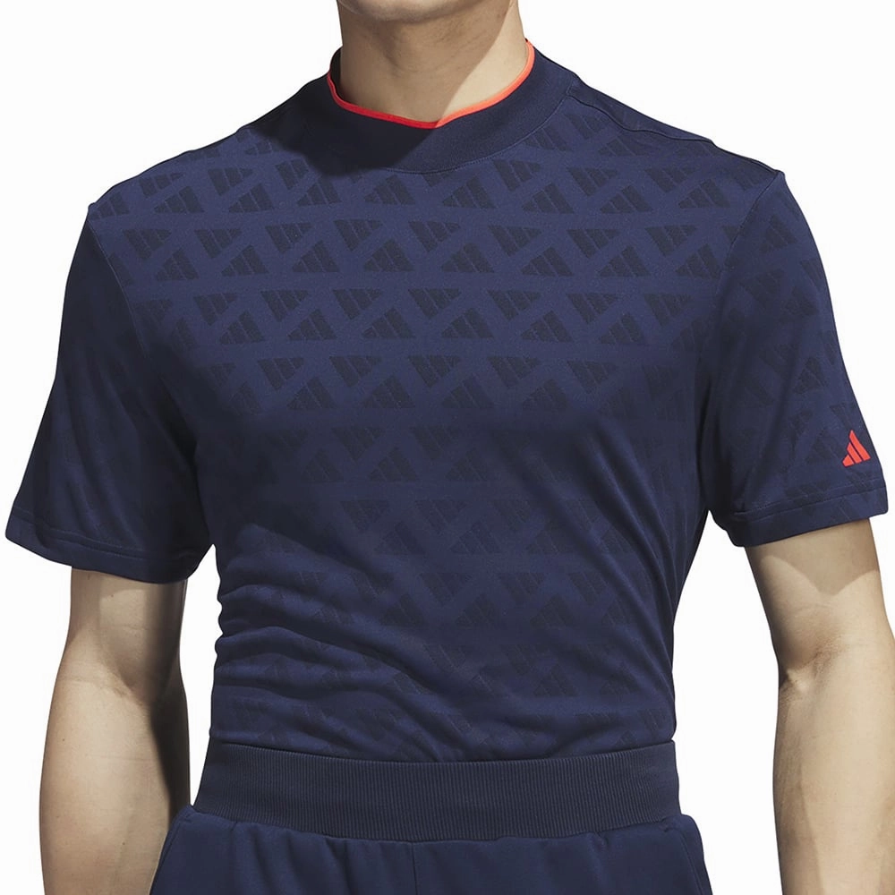 adidas Jacquard Mock Polo Shirt - Black/Collegiate Navy Essential Piece Perfect For Relaxing
