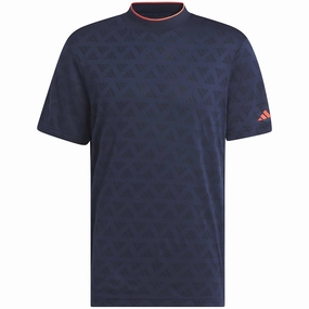 Thermal Regulation Fabric adidas Jacquard Mock Polo Shirt - Black/Collegiate Navy