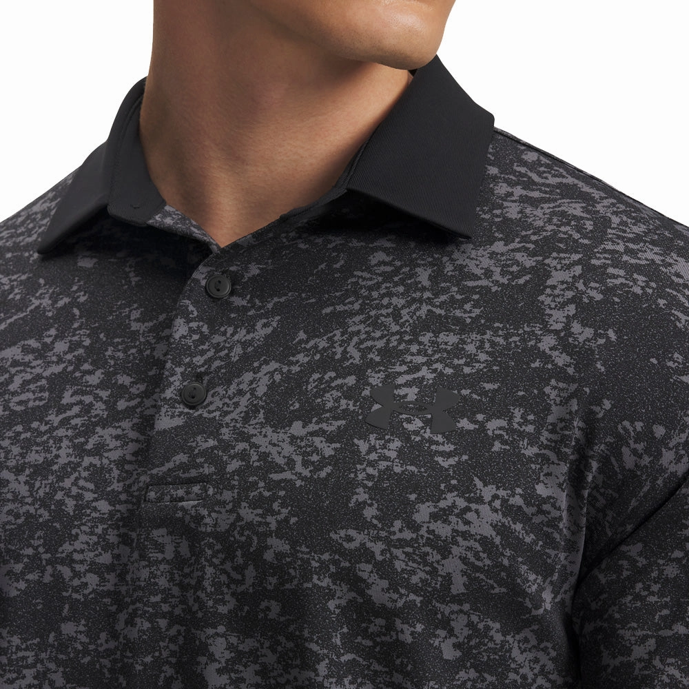Under Armour Playoff 3.0 Printed Polo Shirt - Black/Castlerock/Black Trendy Tops Weekend Style
