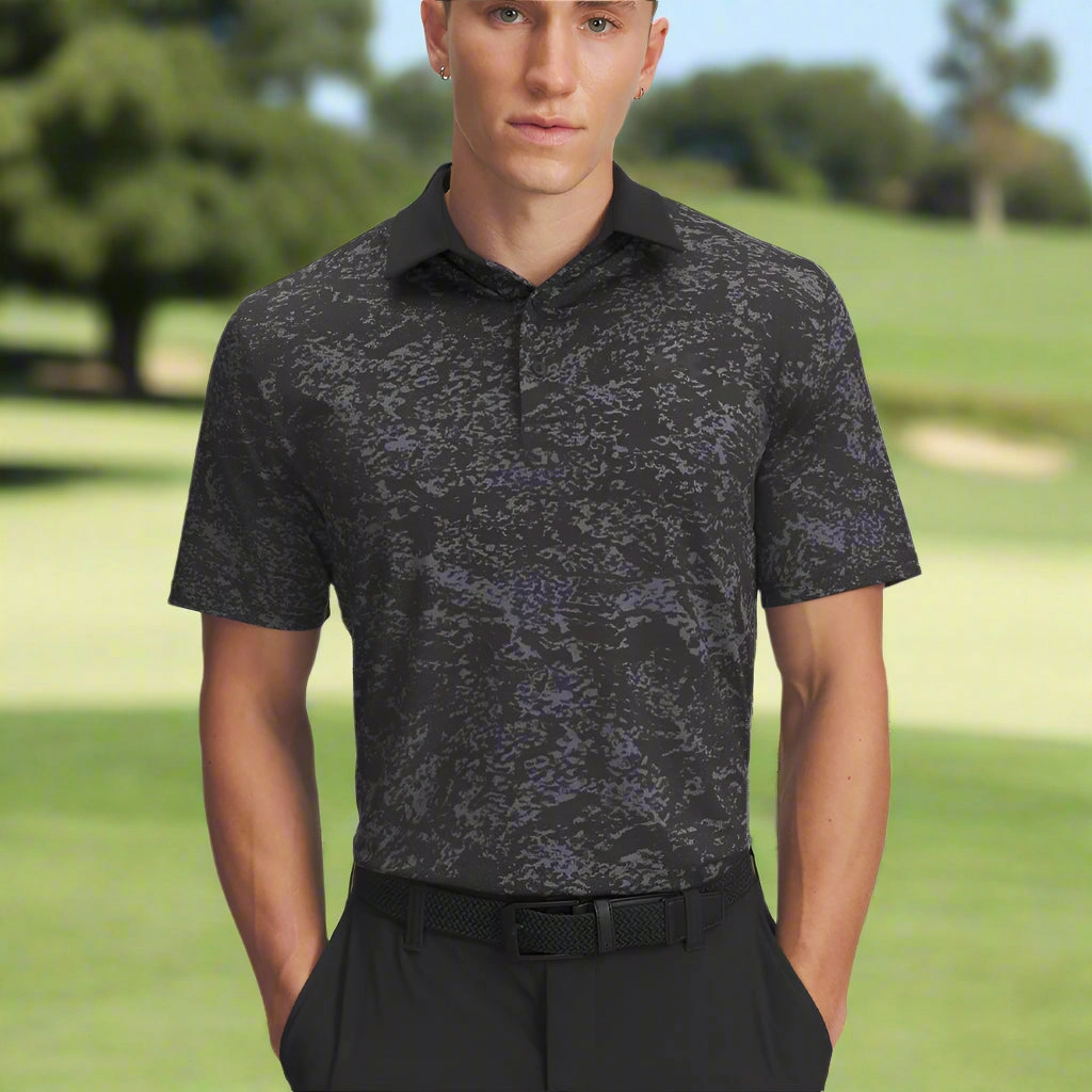 Spandex Enhanced Elasticity Simple and Cozy Under Armour Playoff 3.0 Printed Polo Shirt - Black/Castlerock/Black