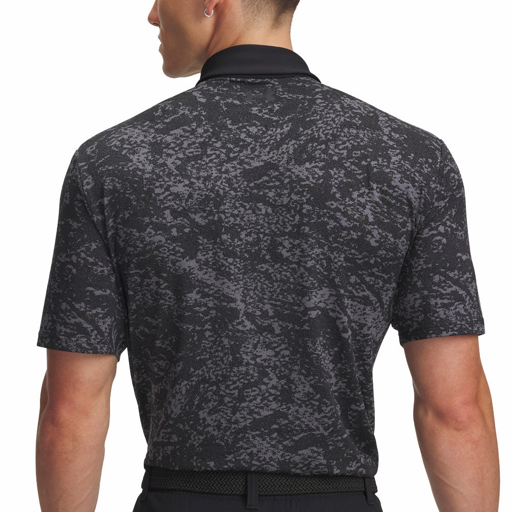 Under Armour Playoff 3.0 Printed Polo Shirt - Black/Castlerock/Black Solid Color