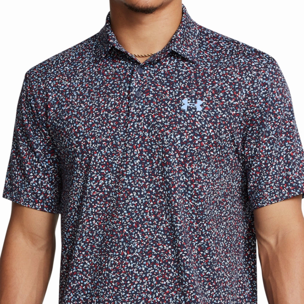 Under Armour Playoff 3.0 Printed Polo Shirt - Midnight Navy/Horizon Blue/Nimbus Blue Soft Fabric EcoFriendly Dye