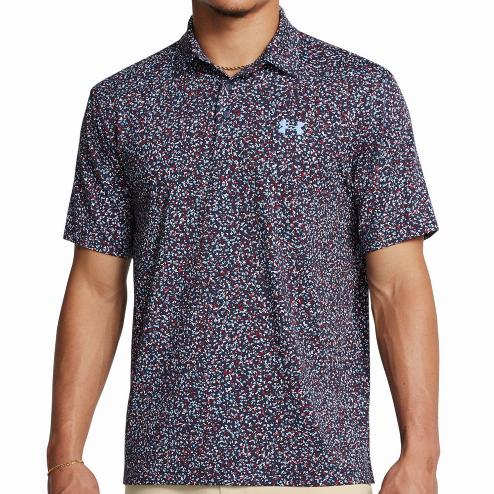 Organic Cotton Blend Classic Wear Under Armour Playoff 3.0 Printed Polo Shirt - Midnight Navy/Horizon Blue/Nimbus Blue