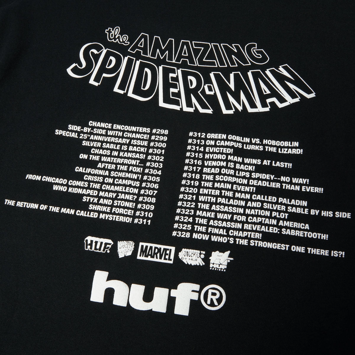 Fit for All Seasons Casual Layering Wear HUF x Spiderman Three Hundred T-Shirt - Black