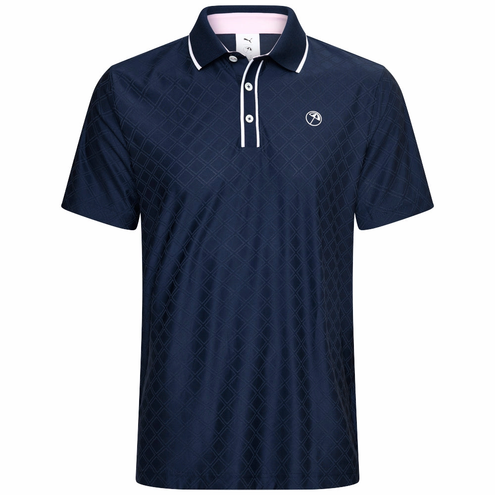 Puma X AP Tipped Jacquard Polo Shirt - Deep Navy MoistureWicking Minimal Comfort Wear