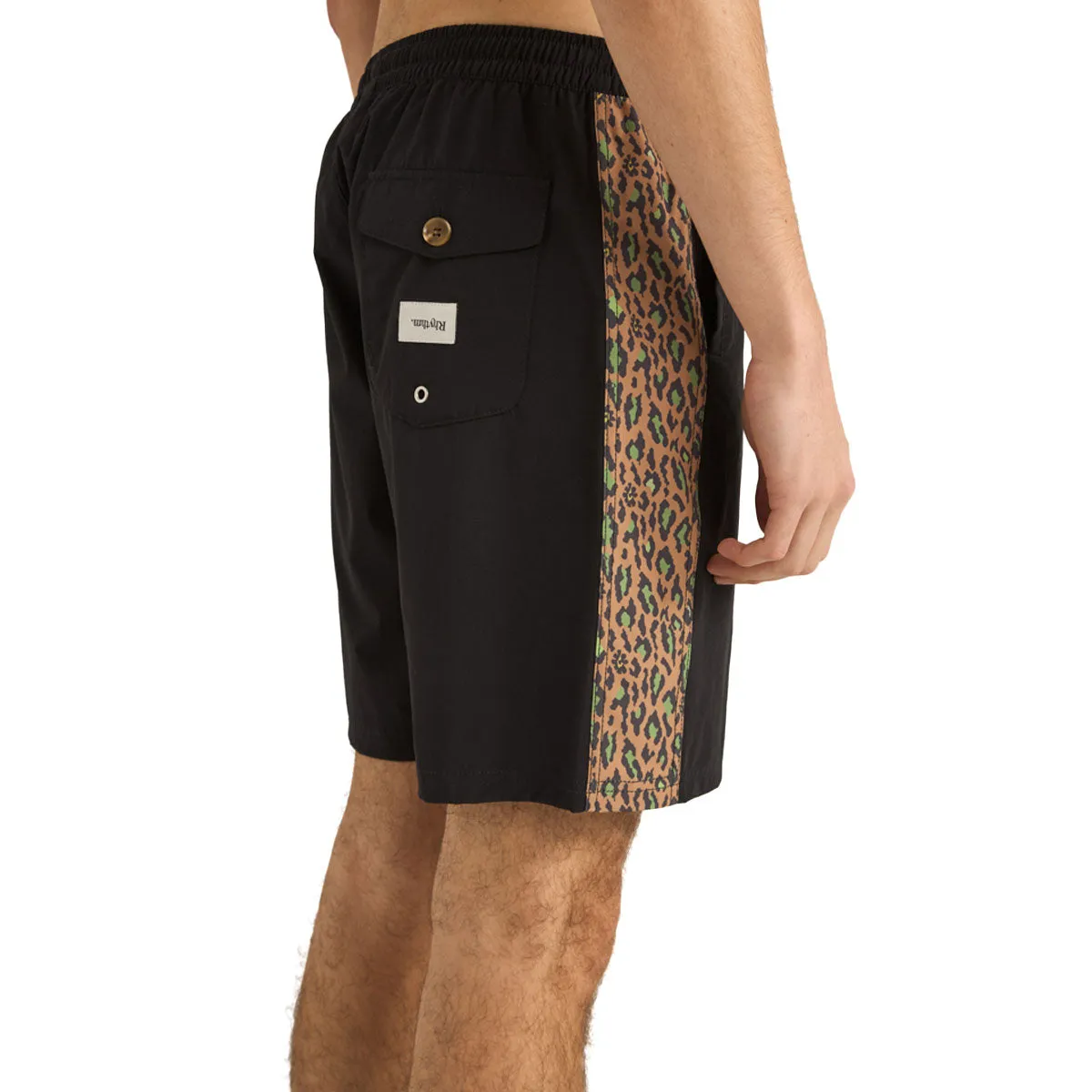 Rhythm Leo Panel Beach Shorts - Black Fashionable Look