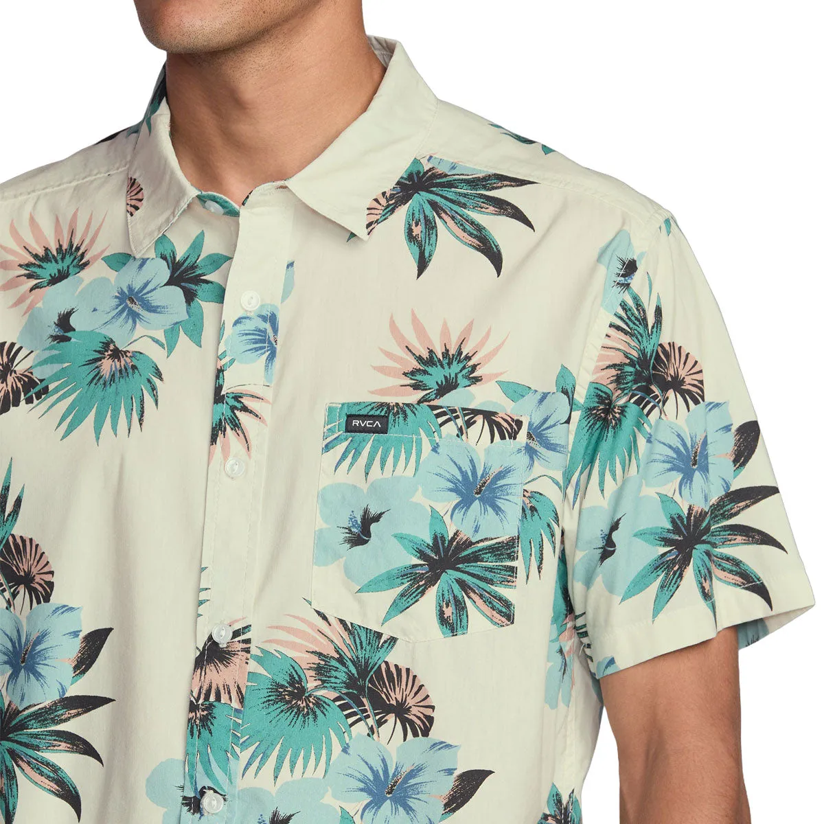 RVCA Botanical Shirt - Light Khaki Layered Sleeve Cuffs