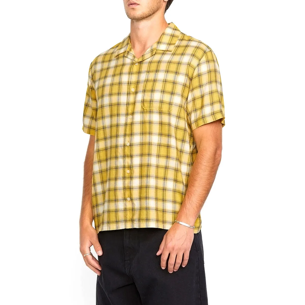 Festival Outfit Eco Friendly Production Volcom Stone Facet Shirt - Seedy Yellow