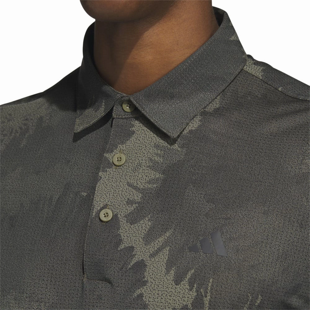 adidas Flower Mesh Polo Shirt - Olive Strata/Black Soft Layering
