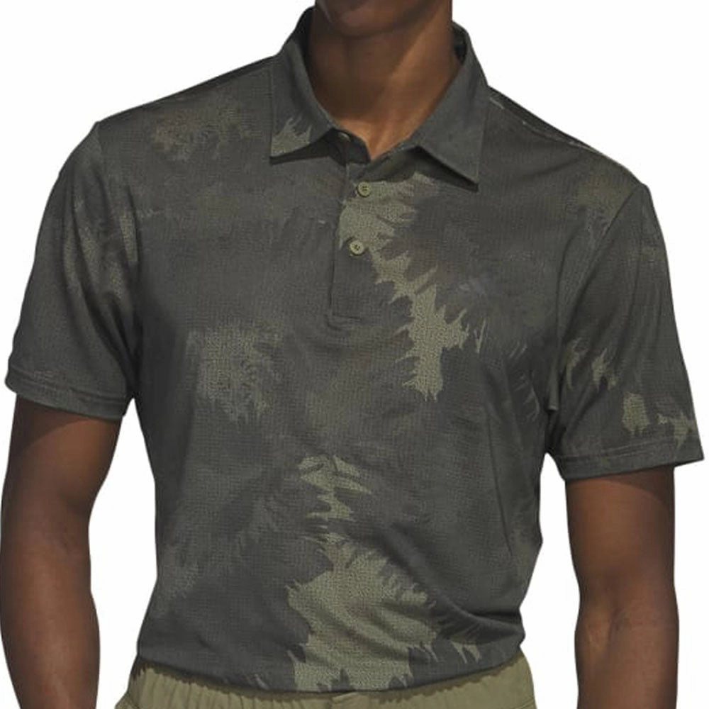 adidas Flower Mesh Polo Shirt - Olive Strata/Black Fuzz Free Surface Modern Comfort Style