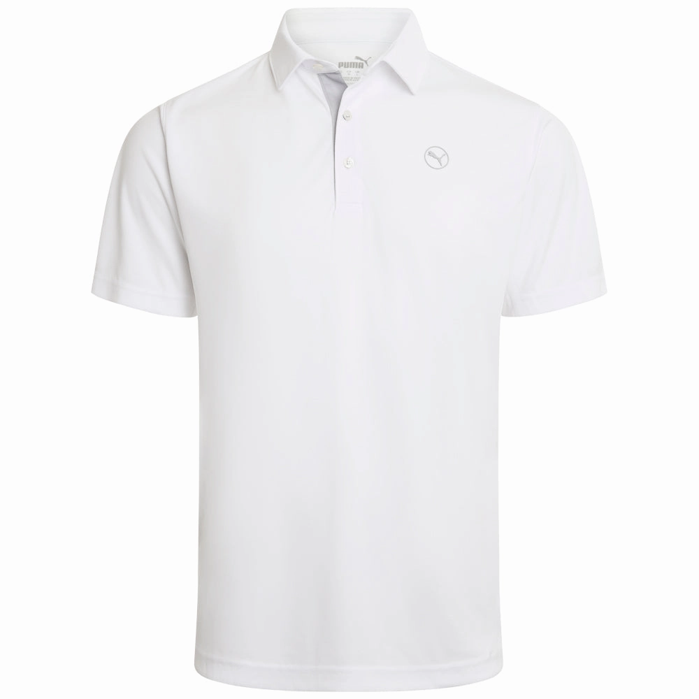 Puma Pure Solid Polo Shirt - White Glow Anti Perspiration Lining Fresh Comfort Style