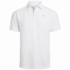 Puma Pure Solid Polo Shirt - White Glow Anti Perspiration Lining Fresh Comfort Style