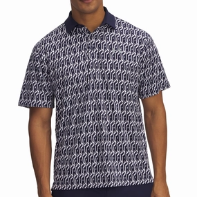 Under Armour Playoff 3.0 Printed Polo Shirt - White/Midnight Navy/Steel No Fade Technology
