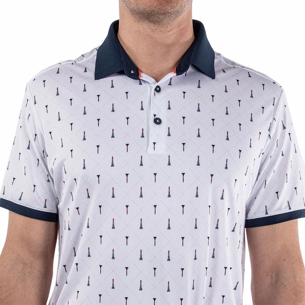 Galvin Green Manolo Ventil8  Polo Shirt - White/Navy/Orange Outdoor Adventure
