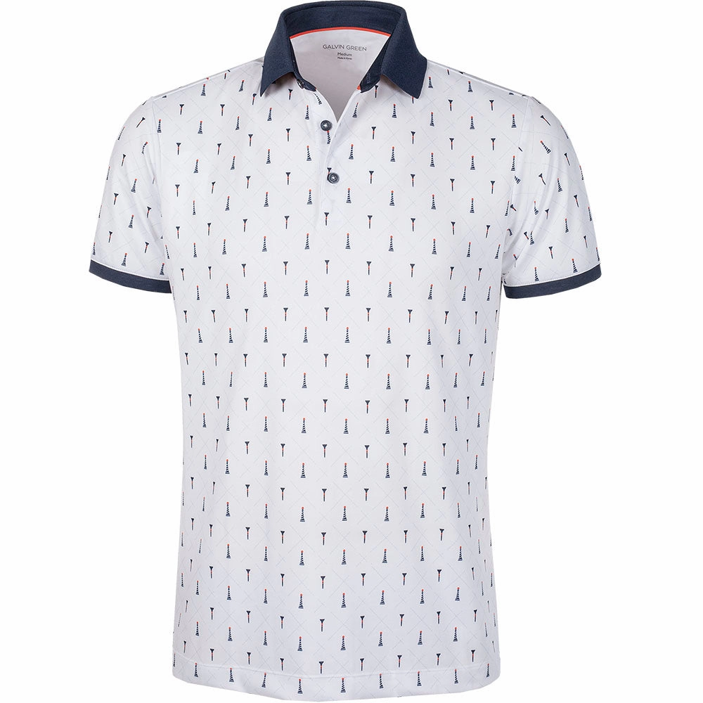 Galvin Green Manolo Ventil8  Polo Shirt - White/Navy/Orange On-the-Go Comfort