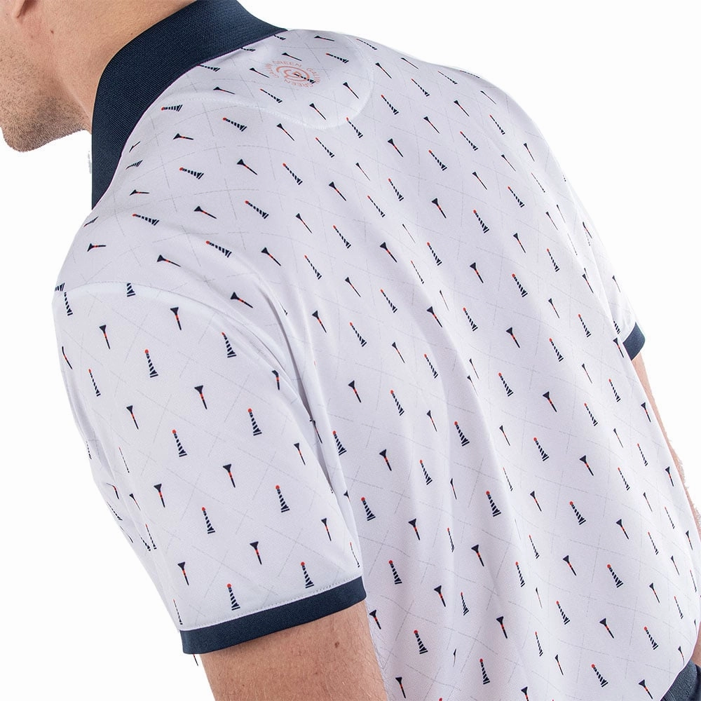 Galvin Green Manolo Ventil8  Polo Shirt - White/Navy/Orange Longline Hemline casual outing